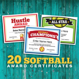 Elite Softball Certificates.