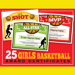 Girls Basketball Award Certificates.